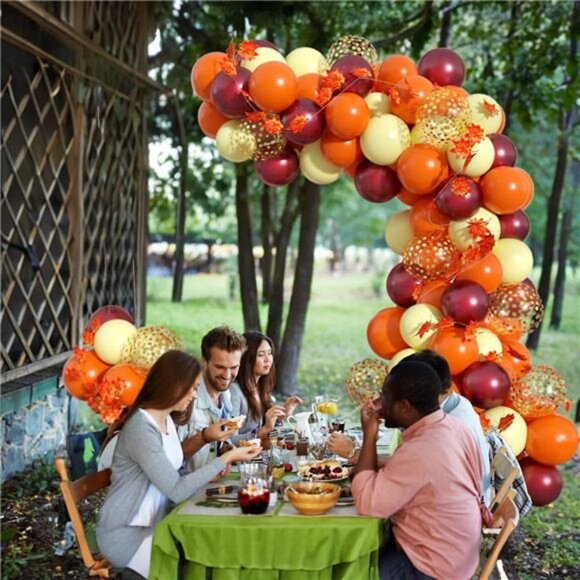 Fall Balloon Arch Kit, Fall Birthday Party Decorations, Orange Burgundy Yellow - Picture 6 of 7